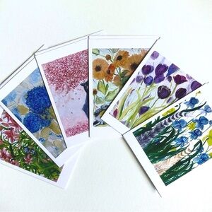 Set of Six Blank Inside Note Cards Bundle Lot